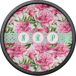 Watercolor Peonies Cabinet Knob (Black) (Personalized)