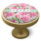 Watercolor Peonies Cabinet Knob - Gold - Side
