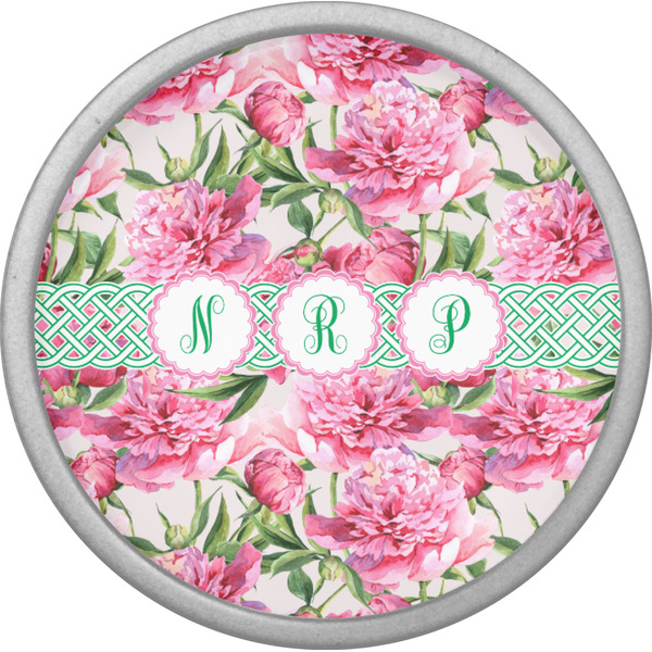 Watercolor Peonies Cabinet Knob - Nickel - Front