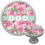 Watercolor Peonies Cabinet Knob (Silver) (Personalized)