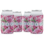 Watercolor Peonies Can Cooler (12 oz) - Set of 4 w/ Multiple Names