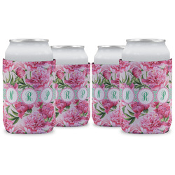 Watercolor Peonies Can Cooler (12 oz) - Set of 4 w/ Multiple Names
