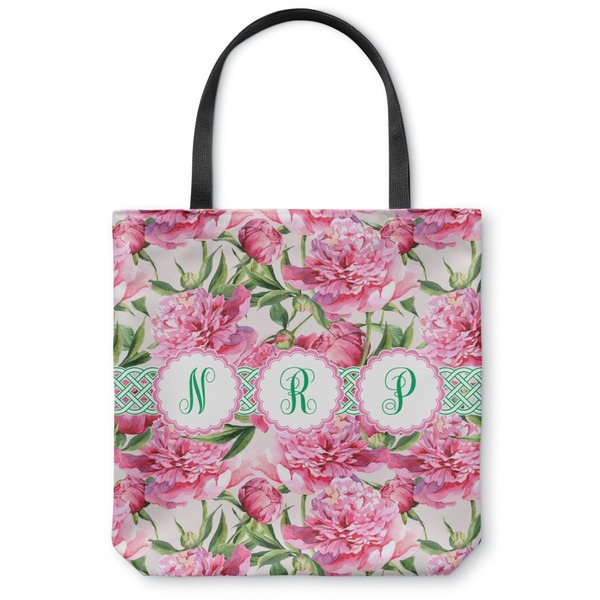 Custom Watercolor Peonies Canvas Tote Bag - Small - 13"x13" (Personalized)