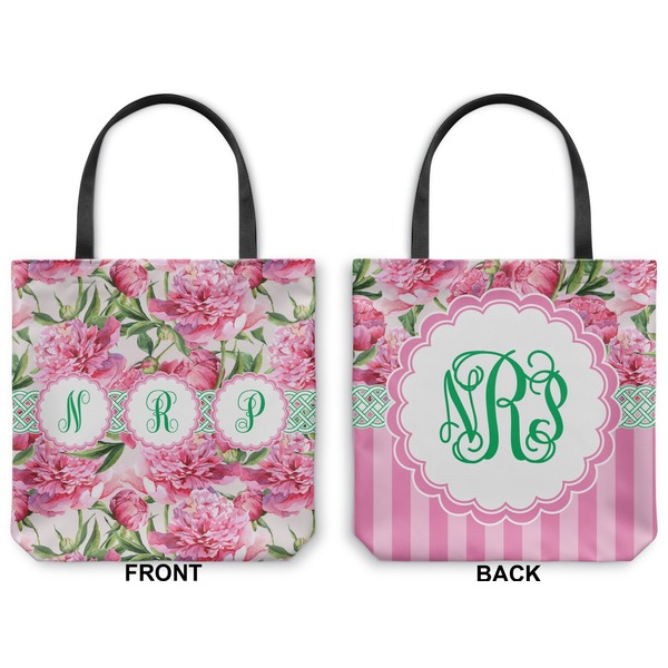 Watercolor Peonies Canvas Tote - Front and Back