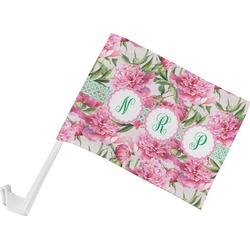 Watercolor Peonies Car Flag - Small w/ Multiple Names