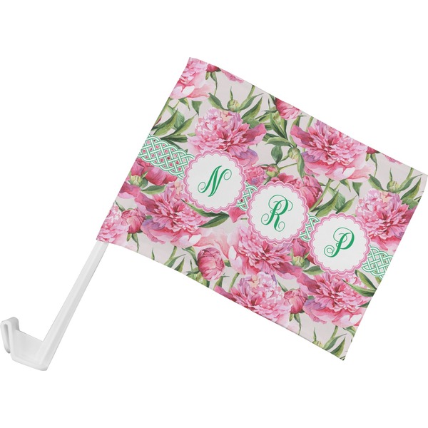 Custom Watercolor Peonies Car Flag - Small w/ Multiple Names