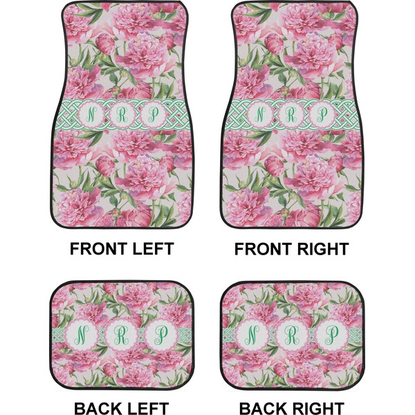 Watercolor Peonies Car Floor Mats Set (2F + 2B)