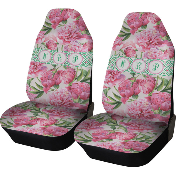 Custom Watercolor Peonies Car Seat Covers (Set of Two) (Personalized)