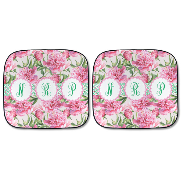 Watercolor Peonies Car Sun Shades - FRONT