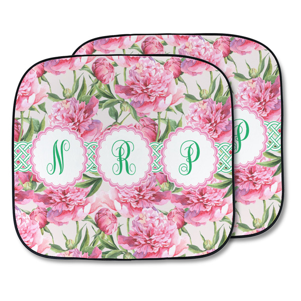 Custom Watercolor Peonies Car Sun Shade - Two Piece (Personalized)