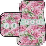 Watercolor Peonies Car Floor Mats Set - 2 Front & 2 Back (Personalized)