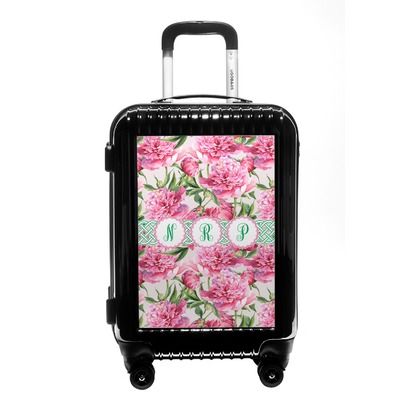 Watercolor Peonies Carry On Hard Shell Suitcase (Personalized)
