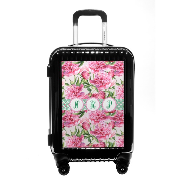 Custom Watercolor Peonies Carry On Hard Shell Suitcase (Personalized)