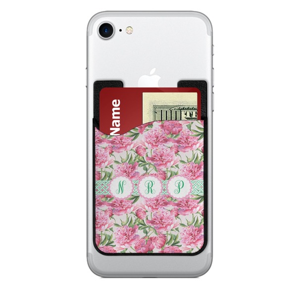 Custom Watercolor Peonies 2-in-1 Cell Phone Credit Card Holder & Screen Cleaner (Personalized)