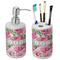 Watercolor Peonies Ceramic Bathroom Accessories Set (Personalized)
