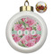 Watercolor Peonies Ceramic Christmas Ornament - Poinsettias (Front View)