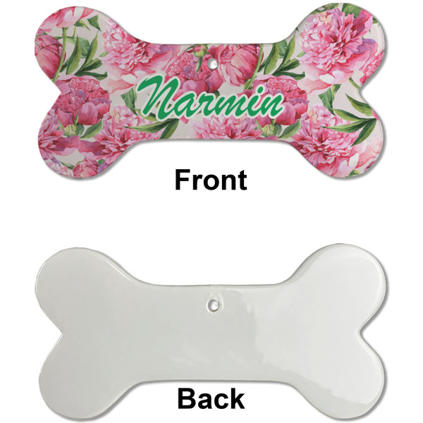 Watercolor Peonies Ceramic Flat Ornament - Bone Front & Back Single Print (APPROVAL)