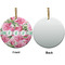 Watercolor Peonies Ceramic Flat Ornament - Circle Front & Back (APPROVAL)