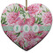 Watercolor Peonies Ceramic Flat Ornament - Heart (Front)