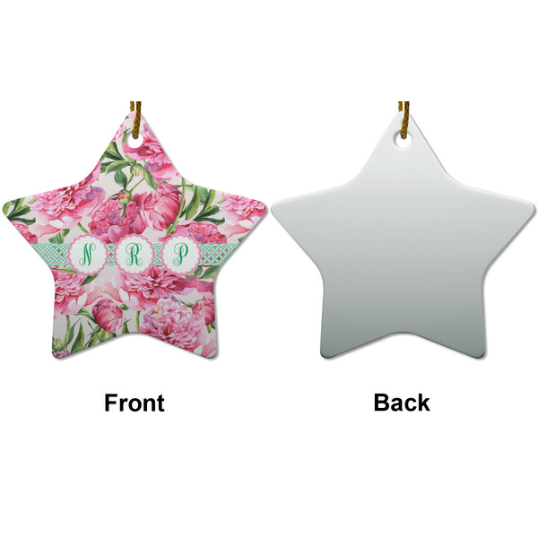 Watercolor Peonies Ceramic Flat Ornament - Star Front & Back (APPROVAL)