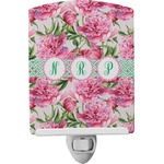 Watercolor Peonies Ceramic Night Light (Personalized)