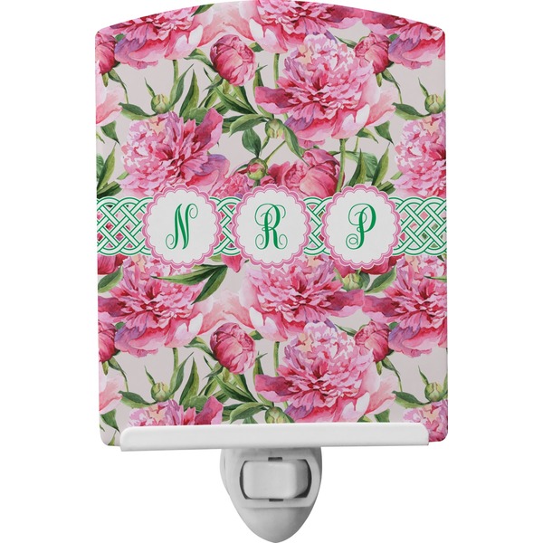 Custom Watercolor Peonies Ceramic Night Light (Personalized)