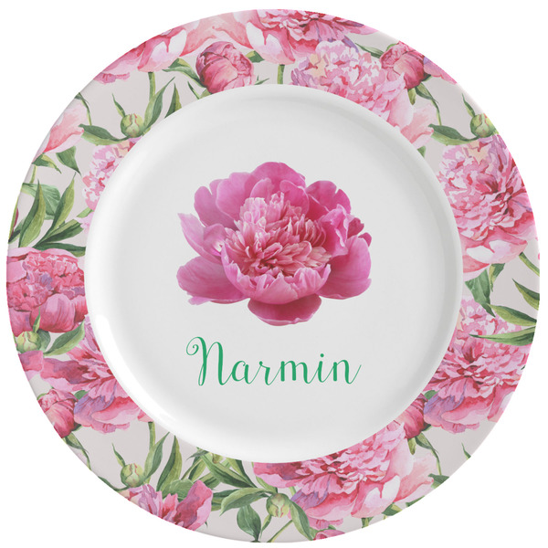 Custom Watercolor Peonies Ceramic Dinner Plates (Set of 4) (Personalized)