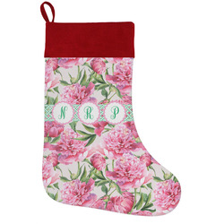 Watercolor Peonies Holiday Stocking w/ Multiple Names