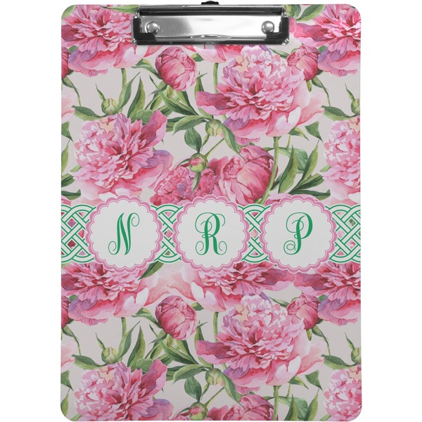 Custom Watercolor Peonies Clipboard (Letter Size) (Personalized)