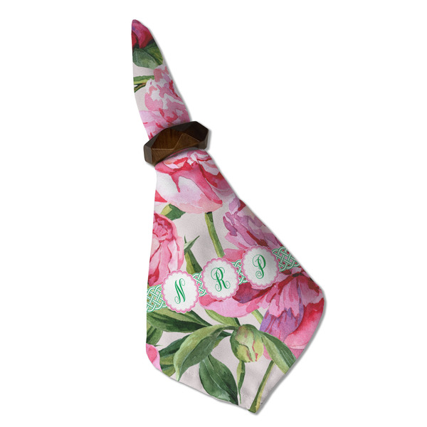 Watercolor Peonies Cloth Napkins - Personalized Dinner (Folded in Ring) (MAIN)