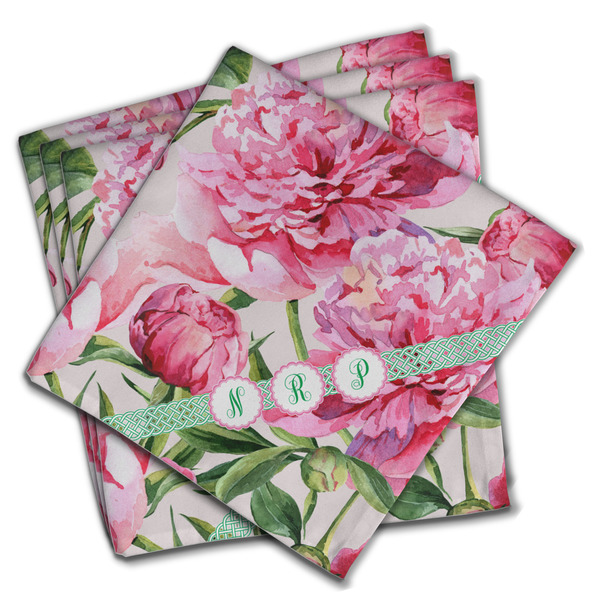 Watercolor Peonies Cloth Napkins - Personalized Dinner (PARENT MAIN Set of 4)