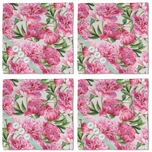 Watercolor Peonies Cloth Napkins - Personalized Lunch (APPROVAL) Set of 4