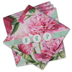 Watercolor Peonies Cloth Cocktail Napkins - Set of 4 w/ Multiple Names