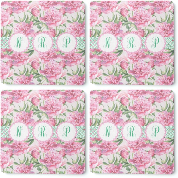 Watercolor Peonies Coaster Rubber Back - Apvl