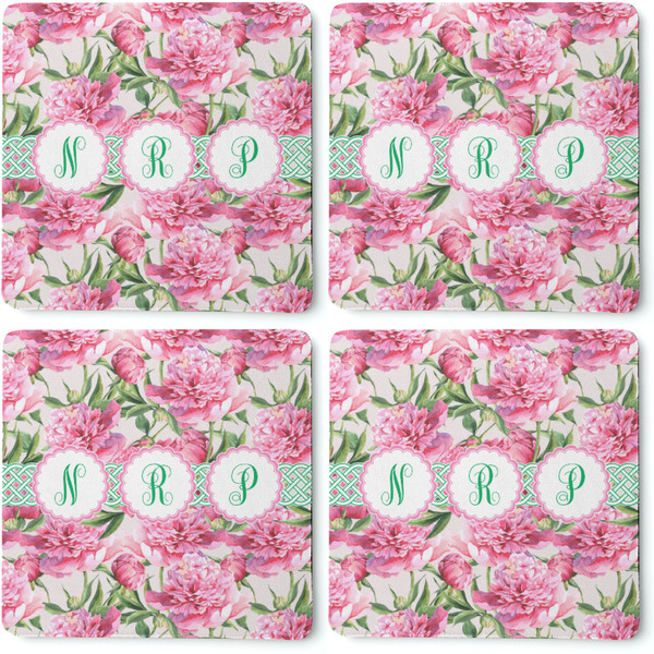 Watercolor Peonies Coaster Rubber Back - Apvl