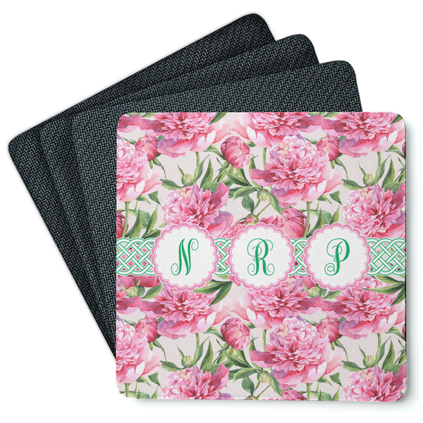 Watercolor Peonies Coaster Rubber Back - Main