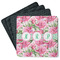 Watercolor Peonies Square Rubber Backed Coasters - Set of 4 (Personalized)