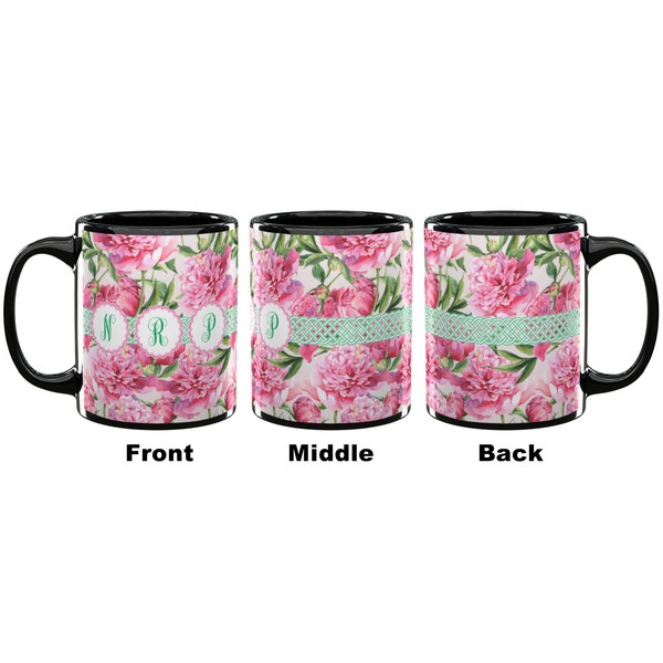 Watercolor Peonies Coffee Mug - 11 oz - Black APPROVAL