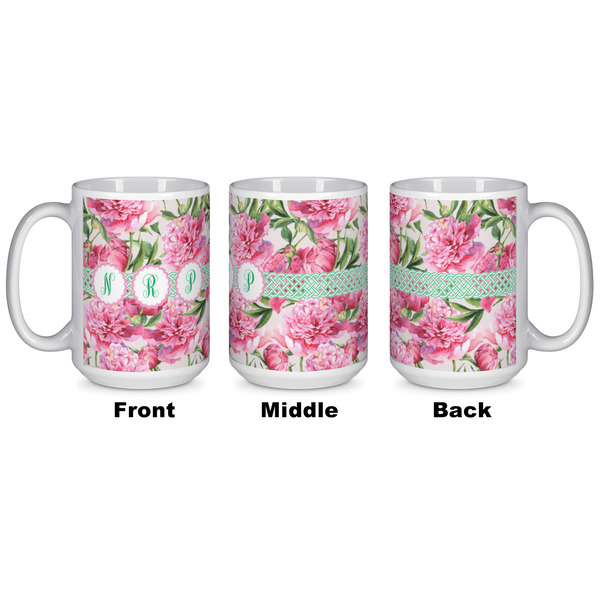 Watercolor Peonies Coffee Mug - 15 oz - White APPROVAL