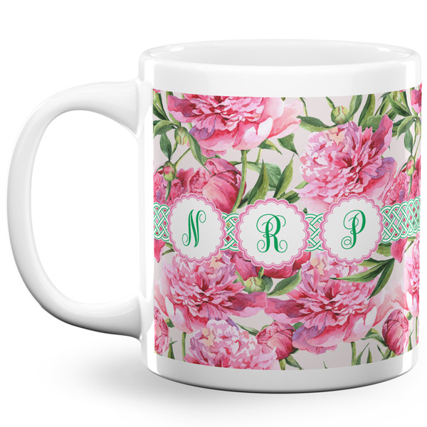 Watercolor Peonies Coffee Mug - 20 oz - White