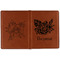 Watercolor Peonies Cognac Leather Passport Holder Outside Double Sided - Apvl