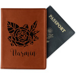 Watercolor Peonies Passport Holder - Faux Leather - Double Sided (Personalized)