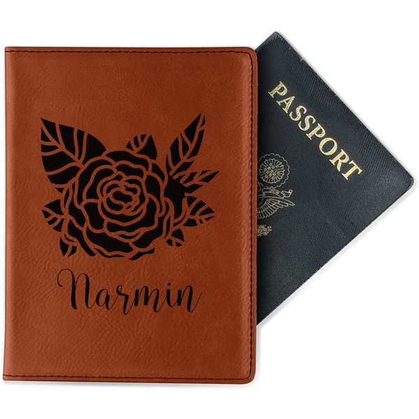 Custom Watercolor Peonies Passport Holder - Faux Leather - Double Sided (Personalized)