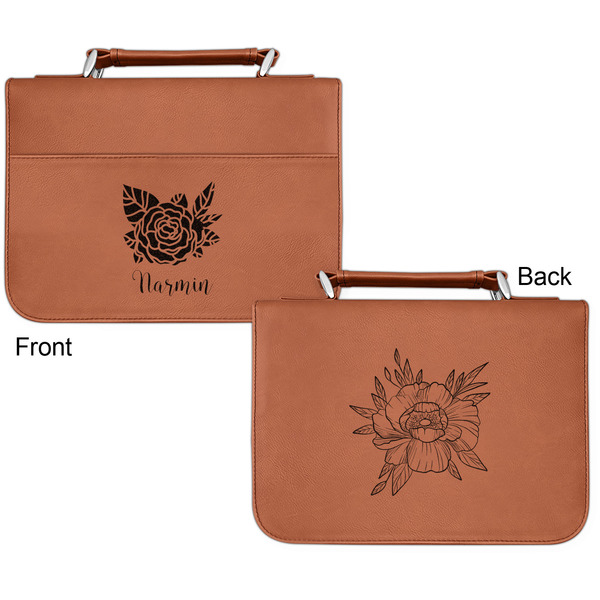 Watercolor Peonies Cognac Leatherette Bible Covers - Small Double Sided Apvl