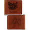 Watercolor Peonies Cognac Leatherette Bifold Wallets - Front and Back