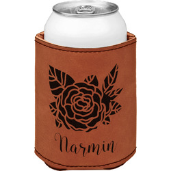 Watercolor Peonies Leatherette Can Sleeve - Double Sided (Personalized)