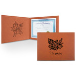 Watercolor Peonies Leatherette Certificate Holder - Front and Inside (Personalized)