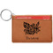 Watercolor Peonies Cognac Leatherette Keychain ID Holders - Front Credit Card