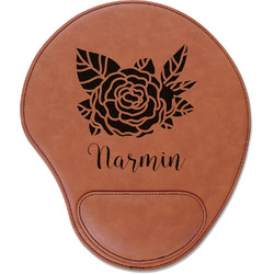 Watercolor Peonies Leatherette Mouse Pad with Wrist Support (Personalized)