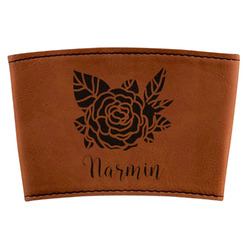Watercolor Peonies Leatherette Cup Sleeve (Personalized)